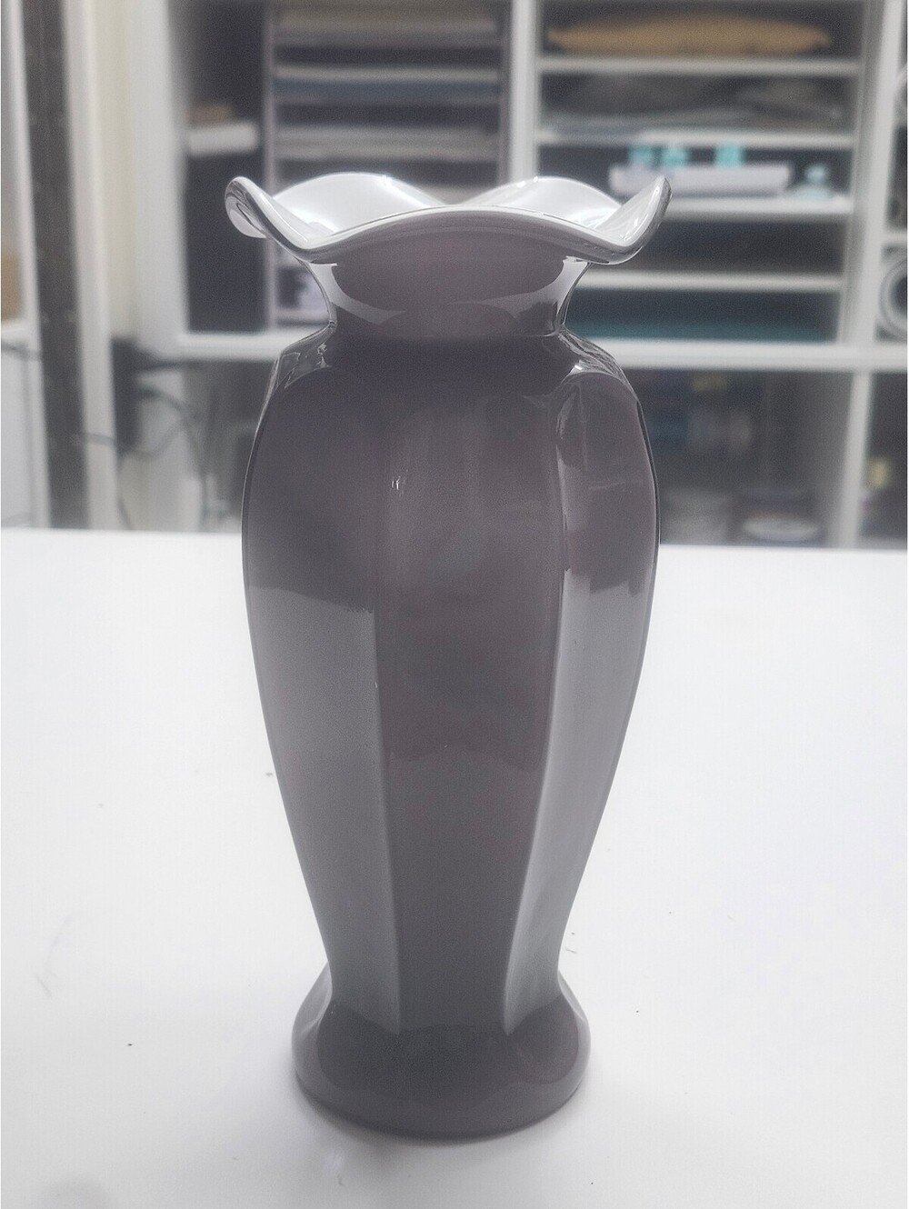 Elegant Gray Ceramic Vase with Flared Rim